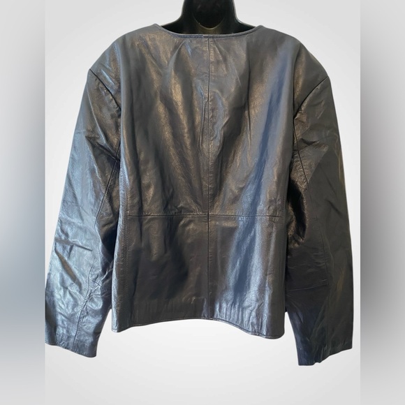 Jessica London | Women’s Jessica London Navy Blue Leather Jacket NWT Plus Size - Picture 6 of 9
